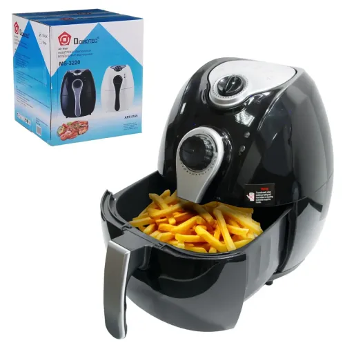 Аерофритюрниця мультипіч Domotec Airfryer Ms-3220 4.5 л з функцією аерогрилю для приготування їжі без масла 1300W, безмаслянная фритюрниця Чорна
