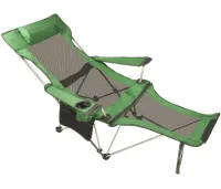 Розкладне крісло шезлонг Lesko SW233 Green До 150 кг з підсклянником для кемпінгу 170x62 см, складаний лежак розкладачка для дачі в чохлі Зелений