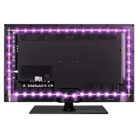 Универсальная светодиодная лента SMD 5050-RGB для подсветки телевизора 2м Разноцветная, Неоновая LED подсветка с пультом от USB повербанка