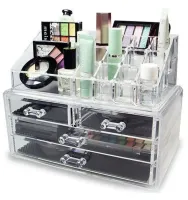 Настільний акриловий органайзер акриловий Cosmetic Storage Box для косметики і дрібниць, косметичний бокс з висувними ящиками прозорий
