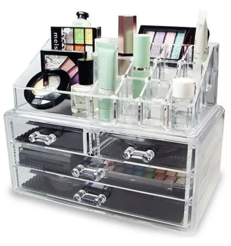 Настільний акриловий органайзер акриловий Cosmetic Storage Box для косметики і дрібниць, косметичний бокс з висувними ящиками прозорий