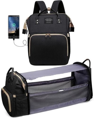 Сумка рюкзак ліжечко для мам 3 в 1 Living Traveling Share R053 Baby Travel Bed-Bag Black Чорний