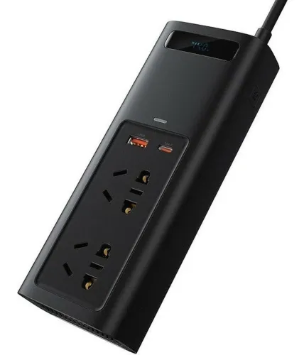 Автомобильный преобразователь напряжения с 12V на 220V Baseus RNBQ-A01 150W инвертор с быстрой зарядкой CN EU 2 розетки type-c USB от прикуривателя