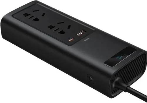 Автомобильный преобразователь напряжения с 12V на 220V Baseus RNBQ-A01 150W инвертор с быстрой зарядкой CN EU 2 розетки type-c USB от прикуривателя