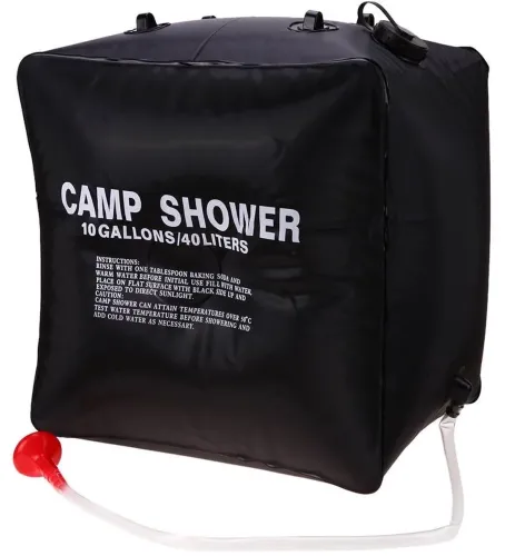 Туристичний переносний душ Easy Camp Solar Shower Bag на 40 літрів для походів і кемпінгу, літній резервуар для води з сонячним підігрівом Чорний