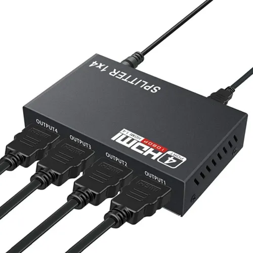 Активний HDMI розгалужувач відеосигналу Splitter 1x4 OEM на 4 HDMI порти з підтримкою 4K 2K, Чотириспрямований спліттер комутатор Чорний