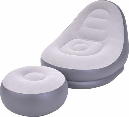 Надувний диван з пуфом Air Sofa Intex 68564, надувне велюрове крісло з пуфом SF-936
