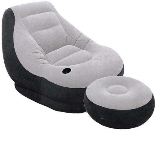 Надувний диван з пуфом Air Sofa Intex 68564, надувне велюрове крісло з пуфом SF-936