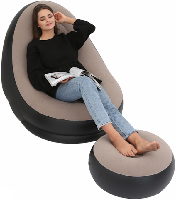 Надувний диван з пуфом Air Sofa Intex 68564, надувне велюрове крісло з пуфом SF-936