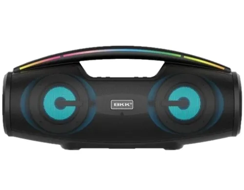 Беспроводная Bluetooth колонка динамик BKK B100 с LED подсветкой 20W с микрофоном, Аккумуляторная блютуз акустика караоке USB SD FM AUX Черная