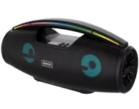 Беспроводная Bluetooth колонка динамик BKK B100 с LED подсветкой 20W с микрофоном, Аккумуляторная блютуз акустика караоке USB SD FM AUX Черная