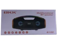 Беспроводная Bluetooth колонка динамик BKK B100 с LED подсветкой 20W с микрофоном, Аккумуляторная блютуз акустика караоке USB SD FM AUX Черная