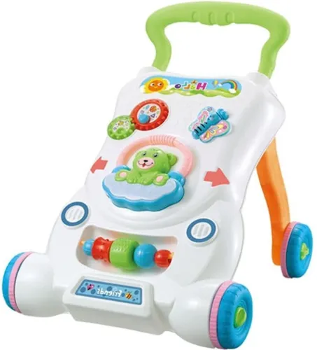 Детские развивающие ходунки каталка Qichun Toys 696-R15 2в1, Детский ходунок Children Music Walker на колесиках с музыкальными эффектами для детей