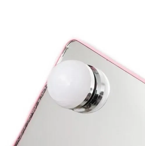 Настільне Косметичне дзеркало Cosmetie mirror 360 Rotation Angel з LED підсвічуванням для макіяжу, компактне прямокутне сенсорне дзеркало Рожеве