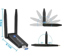 Двохдіапазонний бездротовий Wi-Fi адаптер Digital Lion UWA-05 Wifi Репітер з USB 3.0 підключенням 2.4 ГГц + 5 ГГц 1300 Mbps 2 антени UWA05 Чорний