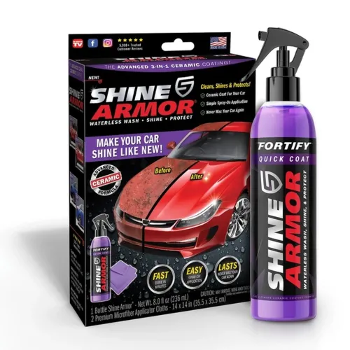 Автомобільна поліроль проти подряпин Shine Armor для автомобіля, 236 мл з мікрофіброю, засіб спрей від подряпин для кузова авто для полірування