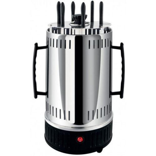 Вертикальна шашличниця електрична Domotec MS-7781 1000W на 6 шампурів Black електрошашличниця чорна