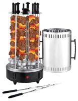 Вертикальна шашличниця електрична Domotec MS-7781 1000W на 6 шампурів Black електрошашличниця чорна