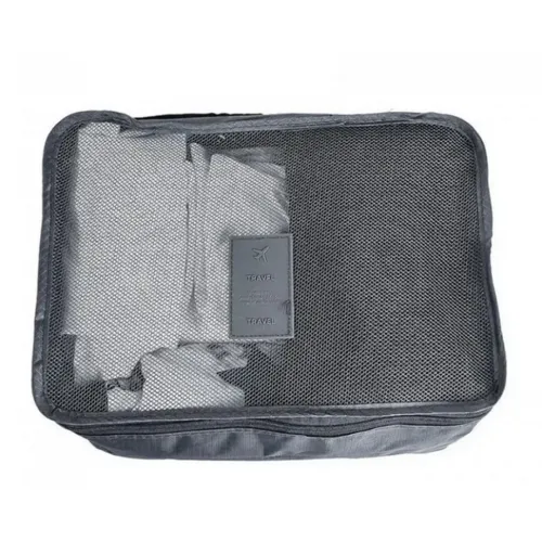 Набір дорожніх сумок органайзерів Secret Pouch 6 штук Сірі, чохли мішки для зберігання одягу у валізі, водонепроникні для подорожей laundry