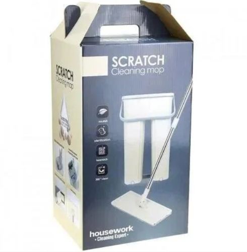 Швабра ледащо Supretto Scratch Cleaning Mop з великим відром і автоматичним віджимом, велика з самоотжимом Spin Mop 360