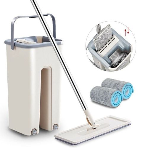 Швабра ледащо Supretto Scratch Cleaning Mop з великим відром і автоматичним віджимом, велика з самоотжимом Spin Mop 360