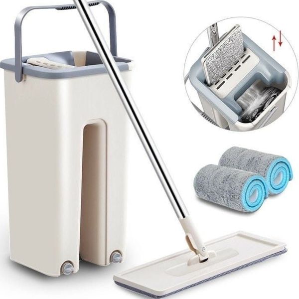 Швабра ледащо Supretto Scratch Cleaning Mop з великим відром і автоматичним віджимом, велика з самоотжимом Spin Mop 360