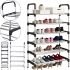 Напольная полка органайзер Shoe Rack Rias RD-9005 для хранения обуви 6 ярусов, Стойка этажерка на 6 секций полок 115x56x30 см из стали Серебристая