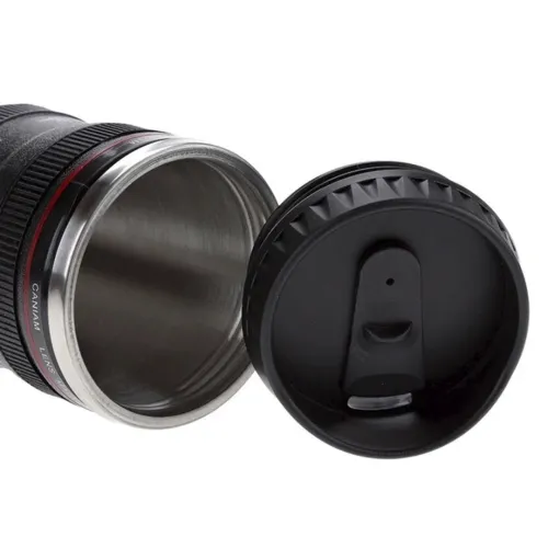 Кружка термос в виде объектива от фотоаппарата Canon EF 24-105, Термокружка объектив 350 мл, Термо чашка с крышкой, Черная
