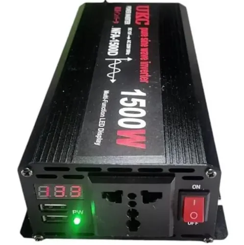 Автомобільний перетворювач інвертор UKC NFA-1500D 12V-220V з чистою синусоїдою 1500W, Автоперетворювач напруги струму AC/DC від акумулятора