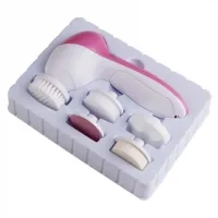 Електричний жіночий масажер для обличчя 5 в 1 Multifunction Face Cleaner AE-8782C 5 насадок, Масажна щітка зі змінними насадками на батарейках