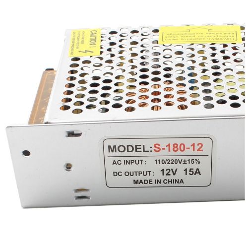 Універсальний блок живлення адаптер 12V 15A 180W Brille S-180-12 Metall для SMD світлодіодних стрічок моніторів