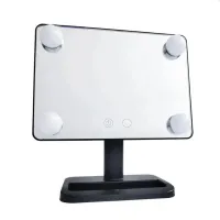Настільне Косметичне дзеркало Cosmetie mirror 360 Rotation Angel з LED підсвічуванням для макіяжу, компактне прямокутне сенсорне дзеркало Чорне
