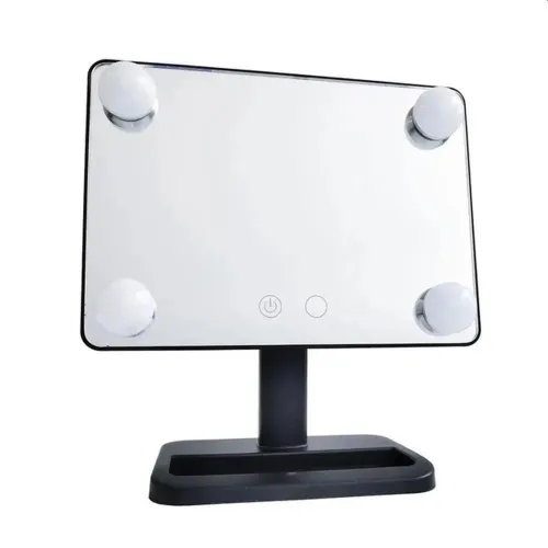 Настільне Косметичне дзеркало Cosmetie mirror 360 Rotation Angel з LED підсвічуванням для макіяжу, компактне прямокутне сенсорне дзеркало Чорне