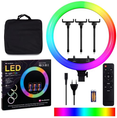 Кольорова кільцева LED лампа Soft Ring Light RGB MJ18 45 см 18 " студійна Світлодіодна різнобарвна лампа для блогера MJ45, MJ-450