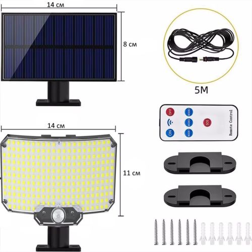 Уличный настенный светильник Solar Wall Lamp BL-234 SMD LED на солнечной батарее с датчиком движения, Аккумуляторный фонарь IP65 HA-110 на стену