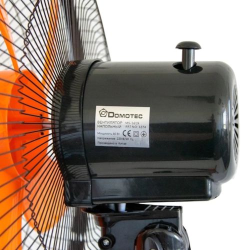 Напольный вентилятор Domotec MS-1619 40 см stand fan 16" дюймов 40W оранжевый Домотек Orange на телескопической ножке с поворотом и наклоном