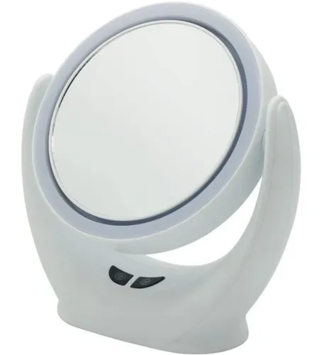 Настольное круглое косметическое зеркало Mirror Lamp YT-M513 с LED подсветкой и увеличением для макияжа, Увеличительное зеркало на подставке Белое