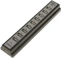 Активний USB хаб Digital YK-185 Black на 10 портів з активною зарядкою, Розгалужувач з блоком живлення Юсб Hub з 10 виходами для комп'ютера Чорний