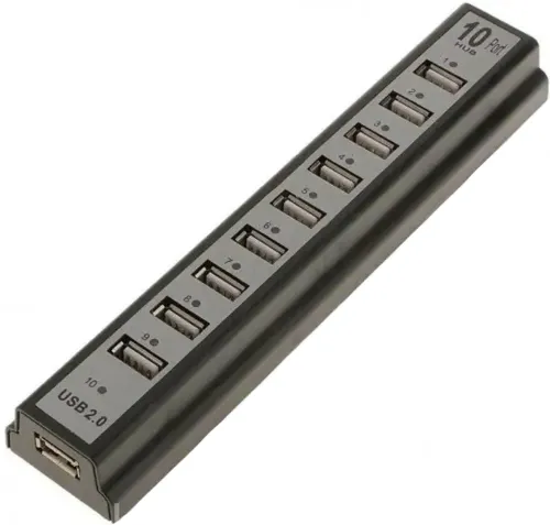 Активний USB хаб Digital YK-185 Black на 10 портів з активною зарядкою, Розгалужувач з блоком живлення Юсб Hub з 10 виходами для комп'ютера Чорний
