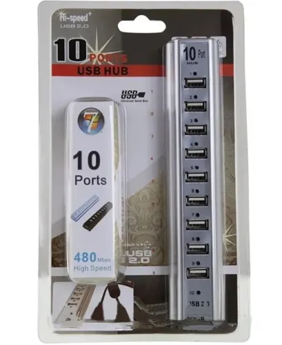 Активний USB хаб Digital YK-185 Black на 10 портів з активною зарядкою, Розгалужувач з блоком живлення Юсб Hub з 10 виходами для комп'ютера Чорний