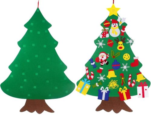 Фетровий новорічна ялинка Зроби сам DIY Christmas Tree BF-01 25 аксесуарів на липучках, Різдвяна ялинка 100x70 см своїми руками на стіну