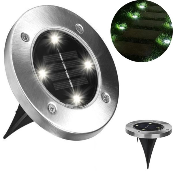 Вуличний садовий LED світильник на сонячній батареї Solar Disk Lights, Універсальне підсвічування в сад IP65, Грунтовий світлодіодний ліхтар зі штиком