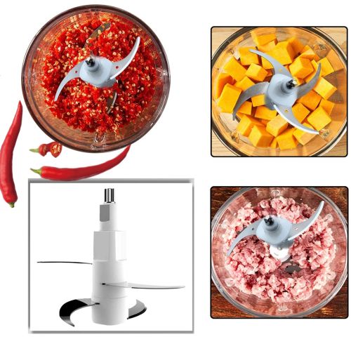 Електричний подрібнювач м'ясорубка Cooking блискавка ZP-051 600W з двоярусним лезом металевий кухонний блендер міні комбайн з чашею 2Л BT-7019
