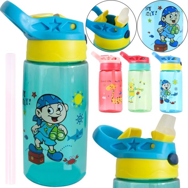 Дитяча пляшка поїлка з трубочкою Baby bottle LB-400 для води і соку, поїльник пляшечка для напоїв 260мл з ручкою LB400 для подорожей і походів