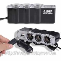 Трійник спліттер в прикурювач авто адаптер USB WF-0120