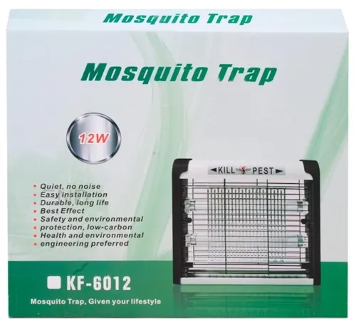 Електрична Світлодіодна лампа пастка Mosquito Trap KF-6012 12W для комах, Пастка знищувач комарів і мух Kill Pest 12Вт від мережі Біла