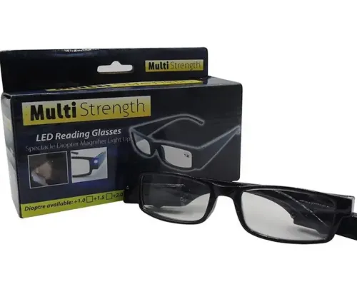 Увеличительные светодиодные Очки Для Чтения Multi Strength Reading Glasses с двойной подсветкой, Универсальные очки с фонариком Черные