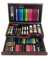 Дитячий набір для малювання і творчості Super Artist Tool Kit 123 предмета в дерев'яному валізі Художній комплект олівців і фарб в кейсі