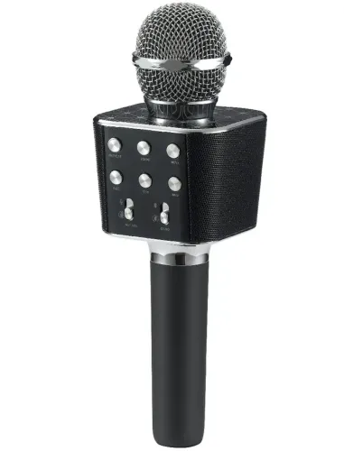 Бездротовий караоке мікрофон WSTER WS - 1688 Bluetooth USB AUX FM з вбудованою колонкою і 5 тембрами голосу на акумуляторі з динаміком Ws1688 Чорний