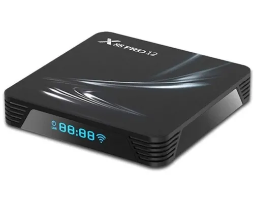 Смарт приставка для телевизора с пультом X88 Pro 12 DDR 4G eMMC128G, Медиаплеер Android 12, Цифровая ТВ приставка со встроенным Wifi модулем Черная